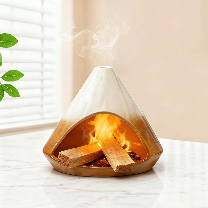 Palo Santo Holder， Incense Holder, Mini Chimney Incense Burner, Suitable for Palo Santo Sticks, Cone Incense, Candles, and Sage Smudging， an Ideal Choice for Yoga Meditation and Altar Decoration