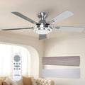 Passky Ceiling Fans with Lights, 52 inch Silver Flush Mount Ceiling Fan with Remote Control, Low Profile Ceiling Fan for Bedroom, Farmhouse, Reversible, 3CCT, Dimmable, Noiseless DC Motor, 2 Rings