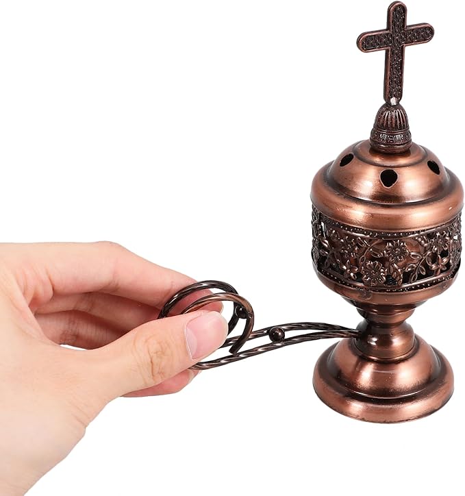Cabilock Metal Incense Burner Charcoal Holder 6.1 Inch Gold Aromatherapy Censer for Home Yoga Spa Relaxation and Decorative Use