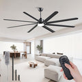 Modern 84 Inch Led Ceiling Fans With Lights, 1-6 Wind Speeds 3cct Black 84" Indoor | Outdoor Large Ceiling Fans With Lights And Remote For Warehouses Patios Porch Barns