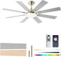 Ceiling Fan With Light & Remote Indoor/Outdoor Use 52 Inch Nickel | Reversible DC Motor,3CCT, Dimmable, Timer, Noiseless,Ceiling Fan for Bedroom Living Room