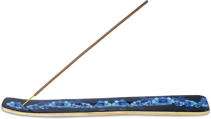 Bless-International Traditional-Handmade-Burner Wooden-Incense-Stick-Holder Ash-Catcher-Stand for-Aromatherapy-Meditation-Yoga (Meditation Time) 10 Inches, Pack of 1