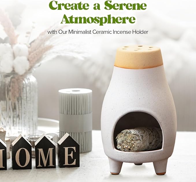 Palo Santo Sage Incense Holder I Meditation Gift Ceramic Décor Bowl Witchcraft Supplies Smudge Bowl I Elegant Burner for Spiritual Cleansing and Meditation Sessions