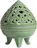 Mini Ceramic Incense Burner - Chinese Classic Plum Green Celadon Glaze, Fragrance Cone & Stick Holder Palo Santo/Sage/Herb Burner for Meditation, Yoga, Desk Decor, Zen Relaxation Gift (Cloud-B)