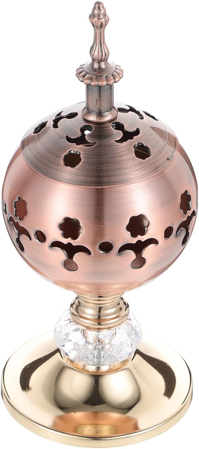 PRETYZOOM Wrought Iron Incense Burner 7.28In Tall Hollow-Out Metal Candle Stand – Heat-Resistant for Safe Incense Burning – for Home, Yoga Studio, Meditation Room