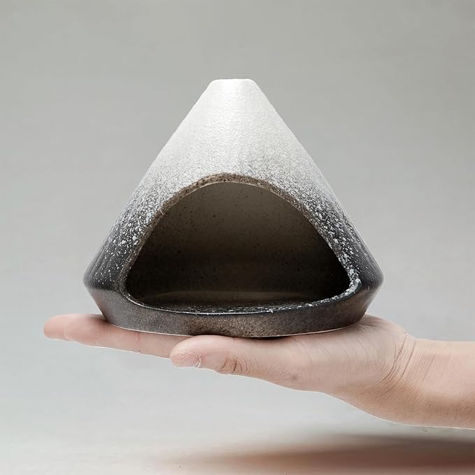 Palo Santo Holder, Mini Ceramic Zongzi Chimenea for Sage/Sticks/Cone, Modern Incense Burner for Yoga, Meditation, Energy Cleansing-Smudge Bowl with Ash Catcher, Anxiety Relief Gift to Women