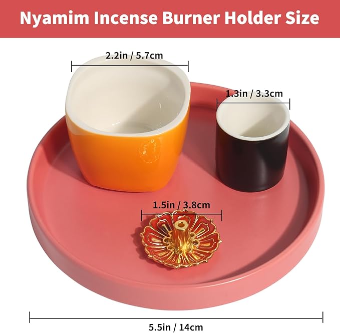 4 in 1 Incense Holder, 5.5" Ceramic Palo Santo Stick Holder, Sage Holder for Burning, Sage Incense Burner for Meditation Yoga Room and Home Decor
