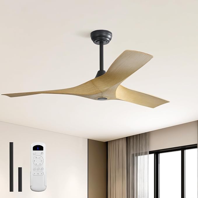 Sofucor 52 Inch Ceiling Fans No Lights, Modern Ceiling Fan with 3 Plastic Blades, 4500CFM 6-Speed 3-Timer Reversible DC Motor, for Bedroom Living Room Patios Office, ETL/FCC