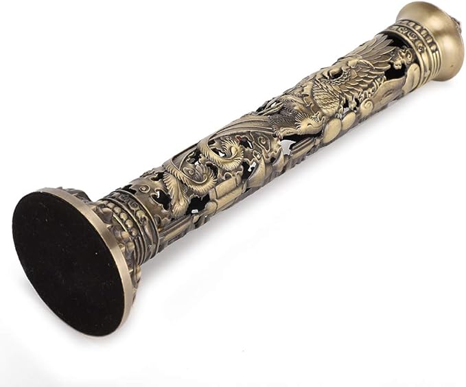 Incense Tower Holder,Portable Bronze Dragon Phoenix Relief Retro Nostalgia Vertical Stick Incense Holder With Craft Storage Box Ash Catcher Sticks Incense Holder For Home