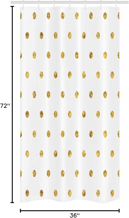 Ambesonne Modern Stall Shower Curtain, Blurry Crystalised Yellow Ombre Geometric Circles Rounds Plain Backdrop Print, Fabric Bathroom Decor Set with Hooks, 36" W x 72" L, Yellow White