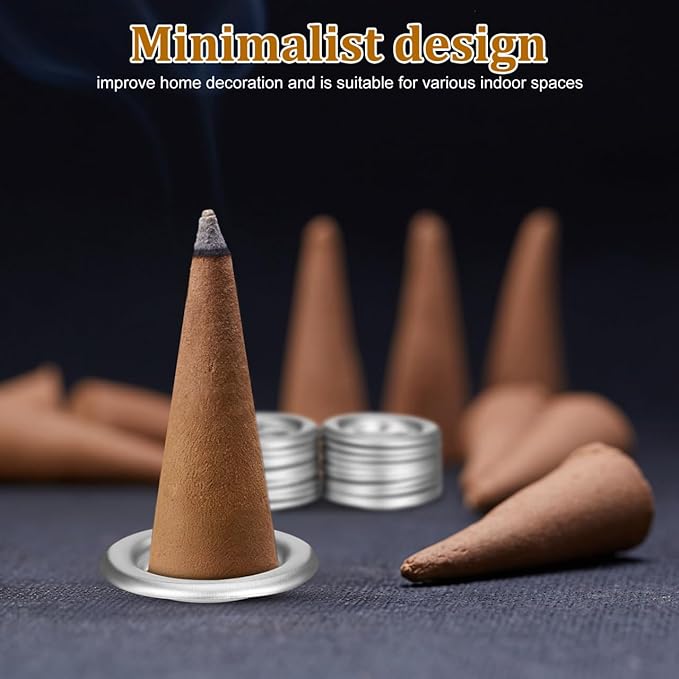 40-Pack Mini Incense Holder Trays 1.18In Metal Cone Burner Stands for Home Aromatherapy and Decorative Incense Tray Use