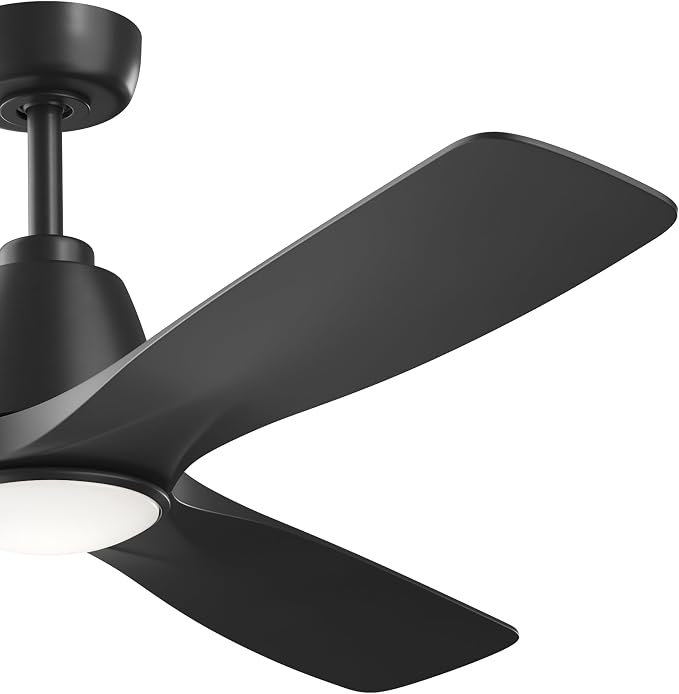 Kichler 54" Volos II 3 Blade Ceiling Fan in Black with Black Blades, Easy-to-Install AC Motor, Downrod, 300054-BK