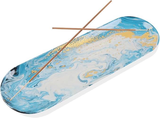 CEREMONY Incense Holder for Sticks, Ceramic Insence-Stick Holder Ash Catcher, Incense Holder Timkburner for Meditation Yoga Spa Room Incense Tray-Gilded