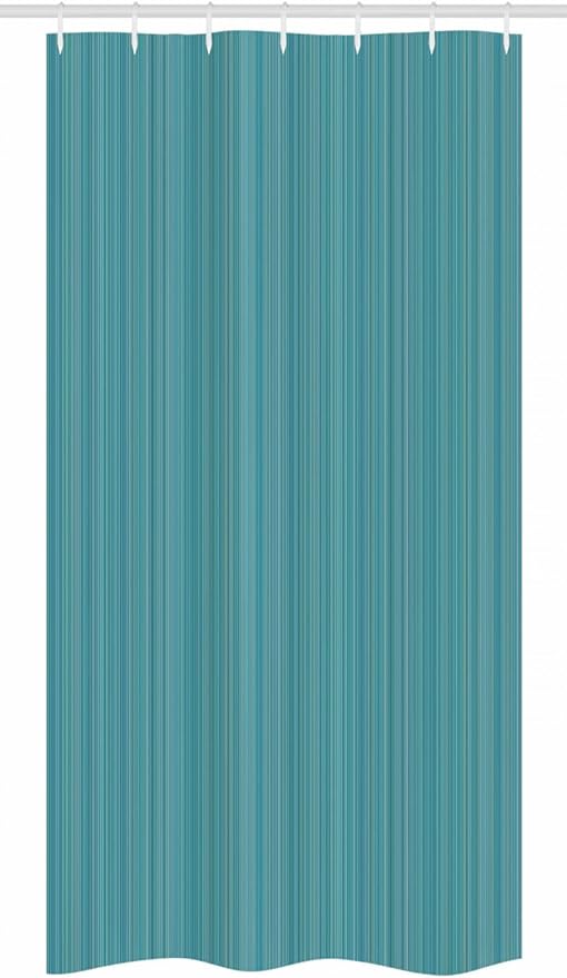 Ambesonne Teal Stall Shower Curtain, Vertical Stripes Lines Dress Patterns Contemporary Design Illustration, Fabric Bathroom Decor Set with Hooks, 36" W x 72" L, Fern Green Blue
