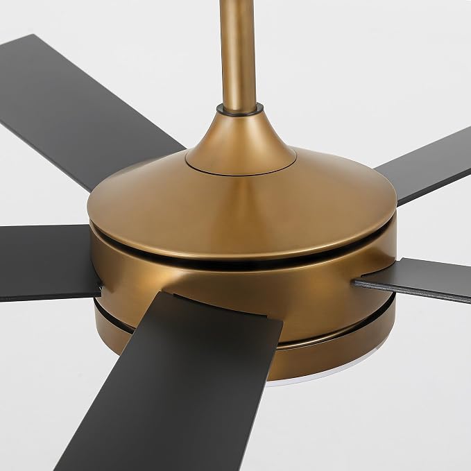 48 Inch Gold Ceiling fans with Lights and Remote/APP, Modern Black and Gold Ceiling Fan for Indoor Bedroom Living Room with 3CCT, Reversible DC Motor, 6 Speeds, Timer, 5 Wood Grain Blades
