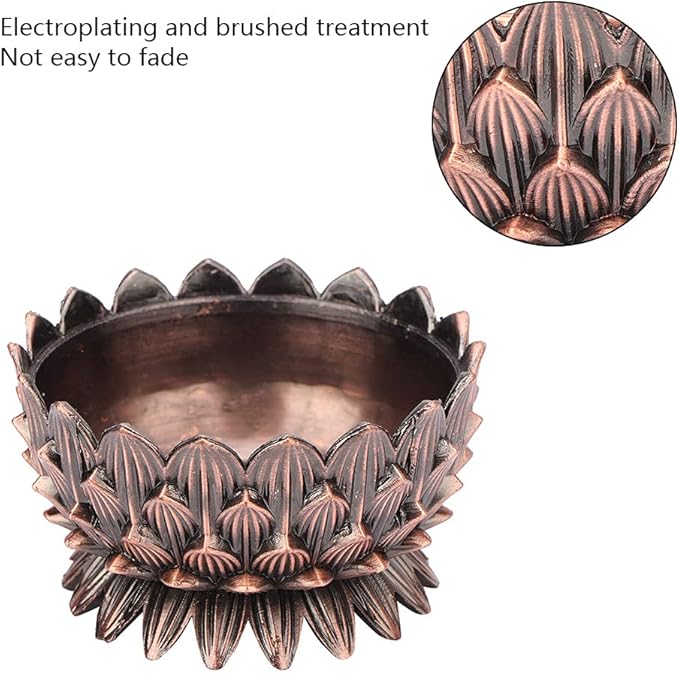 Incense Vintage Lotus Zinc Alloy Incense Holder, Elegance Incense Burning Supplies Sandalwood for Home Decoration Meditation(Copper)