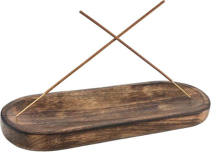 Incense Holder-Incense Burner/Ash Catcher-Handmade Wooden Incense Stick Tray Home- Meditation & Yoga Great Gift Table Décor (11"x 4" Inch)