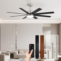 60 Inch Ceiling Fans with Lights and Remote, Dual Color 6 Blades, Bedroom Living Room Office Library Cafe Outdoor Industrial, 3CCT Dimmable, 6 Speed Reversible Quiet DC Motor, Sand-nickel/Wood Grain