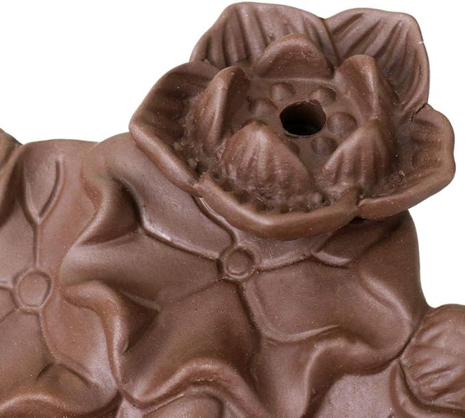 Backflow Incense Holder Burner Lotus Goldfish Pond Handicraft Censer Ceramic Incense Stick Holder Waterfall Back Flowing Incense Burner + 20 Backflow Incense Cones 30 Incense Sticks 1 Tweezer 1 Mat