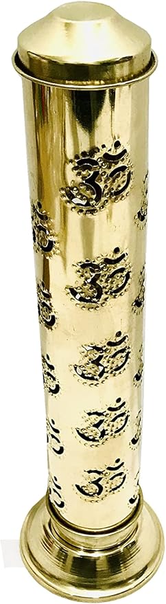 New Om Brass Incense Holder Pooja StickTower Burner Holder Navratri Navaratri Pooja Dhoop Agarbatti Stand Ash Catcher Home Decor, Accessory Tower Stand Size- Height- 10.2 inch