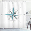 Ambesonne Compass Shower Curtain, Antique Wind Rose Diagram for Cardinal Directions Axis of Earth Illustration, Cloth Fabric Bathroom Decor Set with Hooks, 69" W x 70" L, Teal Dimgray