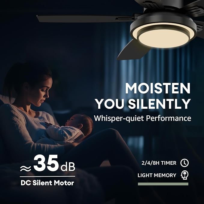 Fanbliss Ceiling Fans with Lights and Remote Control for Bedroom, 42 Inch Black Small Modern Ceiling Fan with Quiet Reversible DC Motor, 3CCT, Dimmable, LED for Living Room, Patio, Indoor and Outdoor