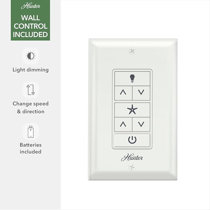 Hunter Solaria, Outdoor or Indoor, Ceiling Fan, Quiet, 72 inch, Fresh White | with LED Light, Standard Mount, Wall Control, 6 Blades, For Patio, Porch, Garage, 51477