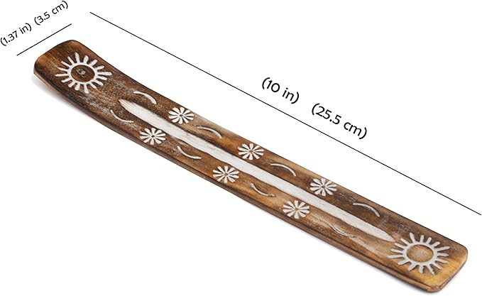 Aakriti Premium Wooden Handmade Incense Holder Incense Burner Aromatherapy Ornament Home Decor Meditation Yoga (Sun)