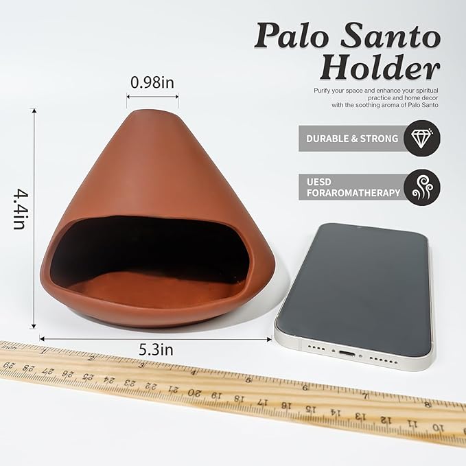 MOUGIGI Terracotta Zongzi Palo Santo Holder–Elegant Sage Cone Incense Dish for Zen Meditation Altar, Energy Cleansing&Yoga Spa–Perfect for Mindfulness, Aromatherapy, Stress Relief&Spiritual Decor Gift