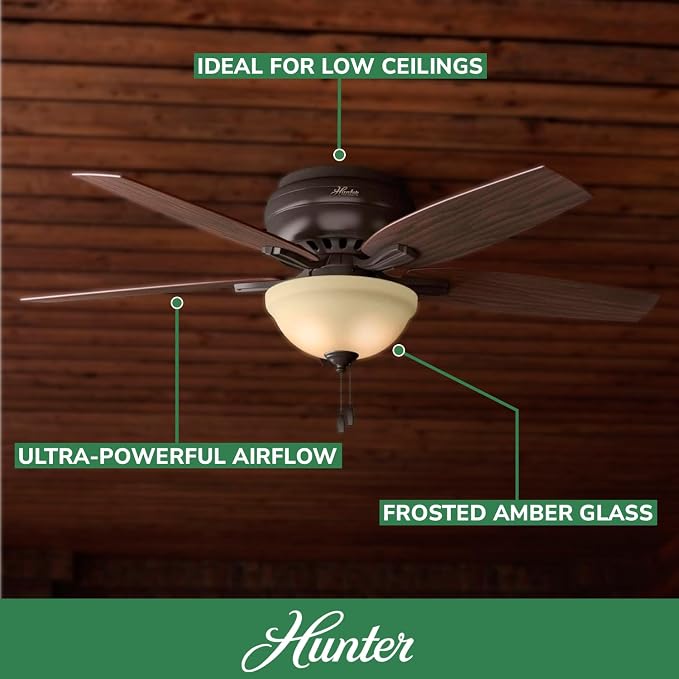 Hunter Newsome, Indoor, Ceiling Fan, Pull Chain, 52 inch, Premier Bronze
