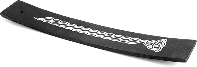 Incense Garden Wooden Incense Holder for Sticks Triquetra Black Painted Wood 10 inches Long