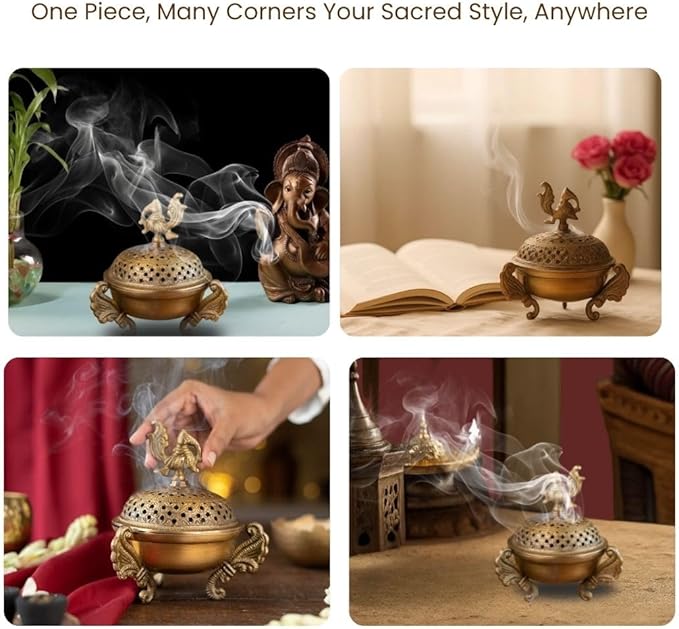 RITUALISTIC Sanchi Brass Loban LampDhoop HolderIncense Burner for Home and Office DaniPooja ItemsDhoop Batti StandSambrani HolderPooja Room DecorSanchi Loban Lamp Perfect Valentine's Day Gifts Items