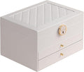 GUOER Jewelry Box for Women Girls, 3 Layers Large Jewelry Organizer (White) | Vintage Quilting Stitching PU Leather, Earrings Bracelets Rings Necklace Watches Storage Large Jewellery Holder Case Gifts