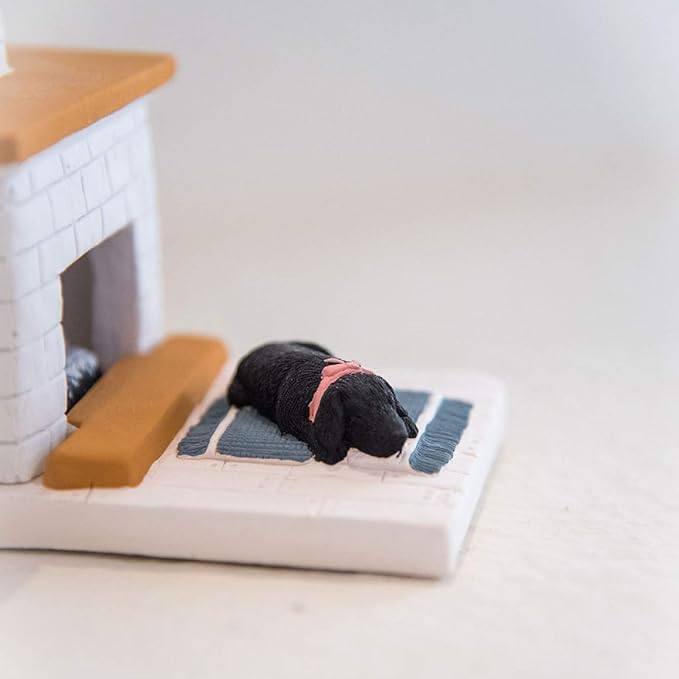 Incienso de Santa Fe - White Country Hearth Puppy with Black Lab Natural Wood Incense Burner, Includes 20 Piñon Incense Bricks - Made in the USA
