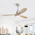 Sofucor 52 Inch Smart Ceiling Fans with Lights and Remote, 3 Blade Modern Wood Ceiling Fan Works with App/Alexa/Google, for Bedroom Living Room Patio Porch