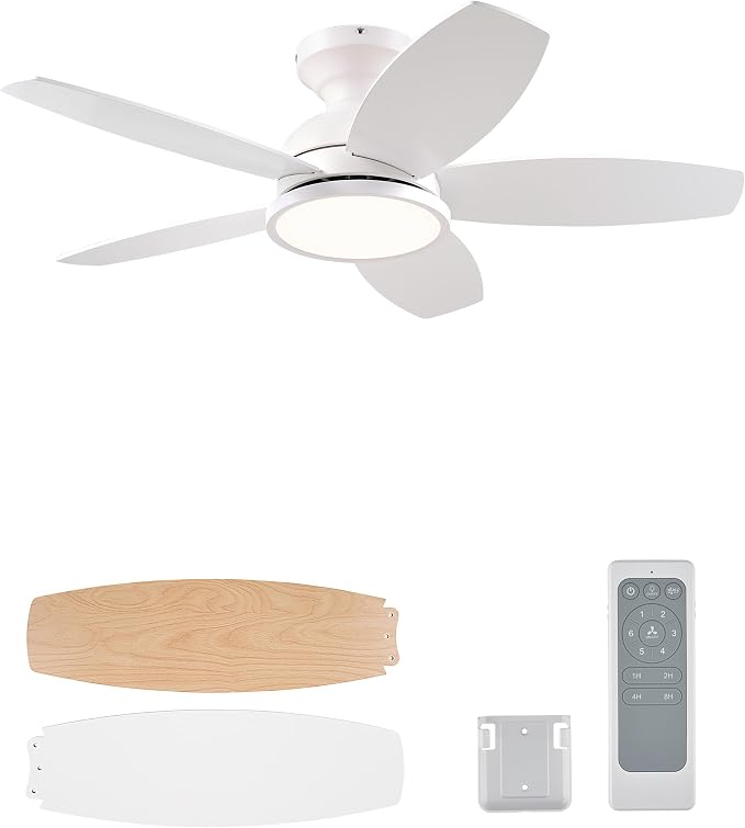 VONLUCE Ceiling Fans with Lights, 36 Inch Ceiling Fan and Remote, Full-spectrum LED Light, 3CCT, 6-Speeds Noiseless Reversible DC Motor, Modern Ceiling Fan for Bedroom Living Room Farmhouse, White