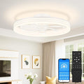 VOLISUN Low Profile Ceiling Fans with Lights and Remote, No Assembly, 20in Flush Mount Ceiling Fan with Light, 3000K-6500K Dimmable Fandelier LED Fan Light, Black Bladeless Ceiling Fans for Bedroom