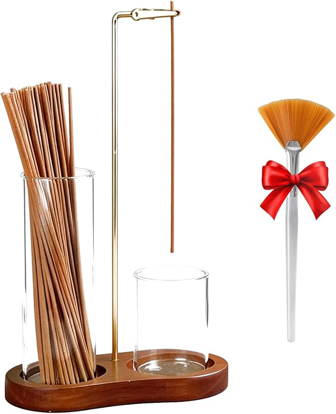 Incense Holder for Sticks with Glass Ash Catcher,Ash-Proof Incense Stick Burner,with 40 Sticks of Incence,Modern Incense Holder for Spa,Yoga,Meditation and Home Decor (2P)