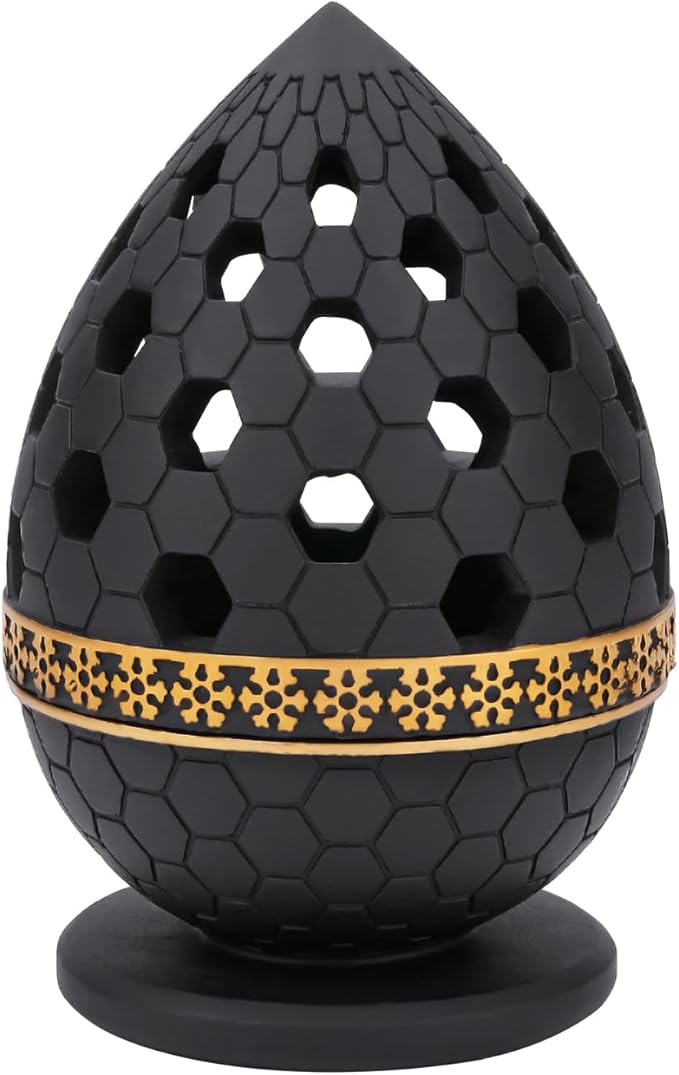 TERSCHELLING Charcoal Incense Burner, Bakhoor Burner, Oud Frankincense Resin Incense Burner for Yoga, Spa and Aromatherapy, Office & Home Decor (Black)