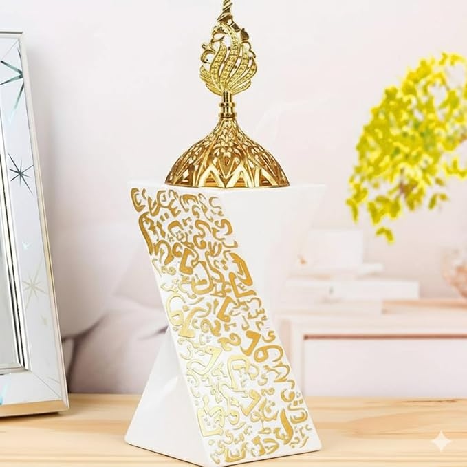 Charcoal Incense Burner, Frankincense Resin Incense Burner, Incense Burner for Yoga, Spa Aromatherapy，Office & Home Decor Gifts Bakhoor Burner (8.26 inch / 21 cm Height)