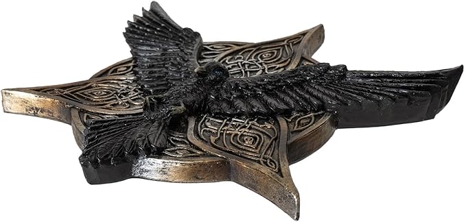 Pacific Giftware Raven Incense Burner Decorative Celtic Knotwork Design with Resin Wings and Intricate Details Ideal for Aromatherapy and Home Decor 5.71" Long