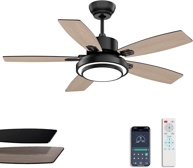 Fanbliss Ceiling Fans with Lights and Remote Control for Bedroom, 42 Inch Black Small Modern Ceiling Fan with Quiet Reversible DC Motor, 3CCT, Dimmable, LED for Living Room, Patio, Indoor and Outdoor