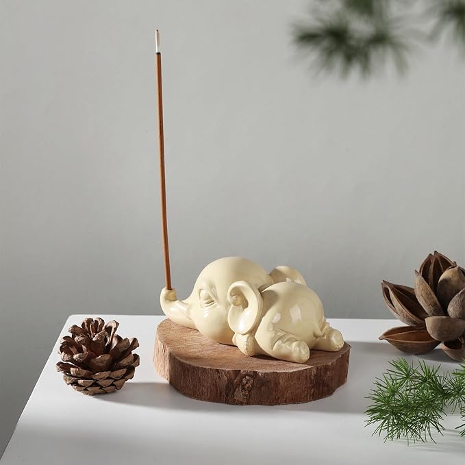 Cacukap Cute Elephant Incense Burner, Incense Holder for Sticks, Elephant Theme Incense Tray, Adorable Home Decoration, Unique Gifts Idea for Elephant Lover