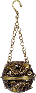 GANAZONO Copper Aromatherapy Ball Incense Burner Hollow Design with Hanging Chain for Home Fragrance Meditation and Room Purifying 4.5X4.5X4.6 Inch