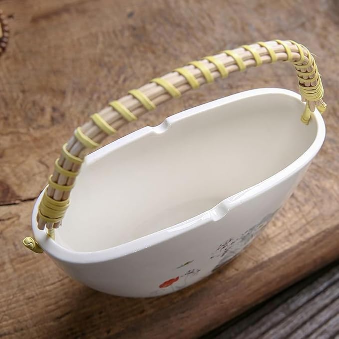 Ceramic Mosquito Coil Holder, Basket Design for Indoor Use, Decorative Incense Burner for Bedroom, Tea Room, Study Room