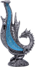 Nemesis Now Dragon Incense Burner - 24 cm Incense Backflow Waterfall - Mythic Decor for Collectors & Fans - Rune Base & Metallic Silver Dragon