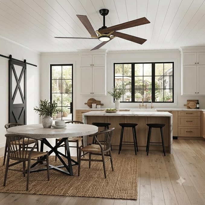 Ceiling Fans with Lights and Remote (Modern Brown, 60 inch)
