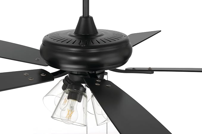 Craftmade 52" Eos 4 Light Ceiling Fan in Flat Black Finish with Reversible Flat Black/Greywood Blades