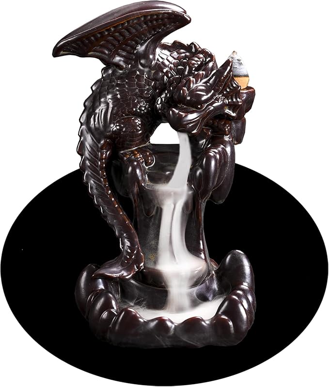 Dragon Backflow Incense Burner, Waterfall Incense Holder Ornamen Statue Fountain Home Decor
