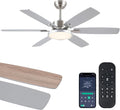 Hounberi 52 Inch Brushed Nickel Ceiling Fan with Light and Remote Control, Reversible DC Motor, Noiseless, Dimmable, 3CCT, 6 Speeds, Modern Ceiling Fan for Living Room, Bedroom, Indoor/Outdoor Use